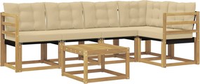 vidaXL Σειρά Καναπέ Εξωτερικού με μαξιλάρι 6 pcs Λευκό και Μπεζ
