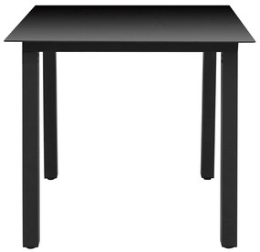 vidaXL Τραπέζι Κήπου Μαύρο 80 x 80 x 74 εκ. από Αλουμίνιο / Γυαλί
