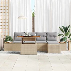vidaXL Σετ Καναπέ Κήπου με αποθήκευση 6 pcs Μπεζ Πολυ ράταν