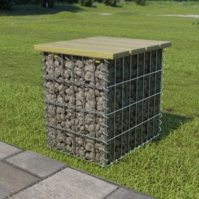 vidaXL Υποπόδιο Κήπου Γκρι 40x40x45εκ. Γαλβ. Χάλυβας Μασίφ Ξύλο Πεύκου
