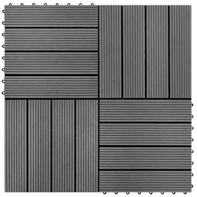 vidaXL Συνθετικό Πλακάκι WPC 30x30cm 11τμχ 1m2 Γκρι