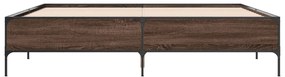 vidaXL Πλαίσιο Κρεβατιού Καφέ Δρυς 180x200 εκ. Επεξ. Ξύλο &amp; Μέταλλο