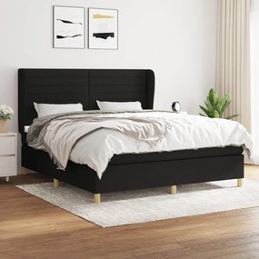 vidaXL Κρεβάτι Boxspring με Στρώμα Μαύρο 180x200 εκ. Υφασμάτινο