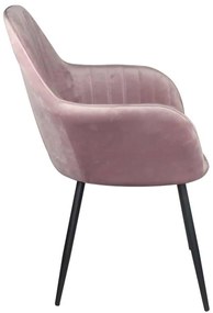 Valery Πολυθρόνα Μέταλλο Βαφή Μαύρο / Ύφασμα Velure Dirty Pink . Διάσταση: 55x61x87cm (Σετ 2 ΤΕΜ)