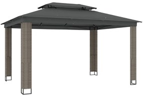 vidaXL Κιόσκι με Διπλή Οροφή Ανθρακί 3,94x2,96 μ. Ατσάλινο