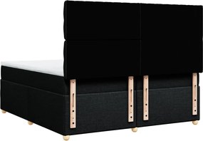 vidaXL Κρεβάτι Boxspring με Στρώμα Μαύρο 200x200 εκ. Υφασμάτινο