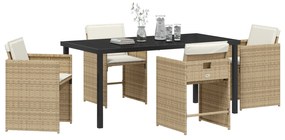 vidaXL Σετ Εξωτερικής Τραπεζαρίας 5 Τεμαχίων με Μαξιλάρια - Μπεζ Συνθετικό Ρατάν