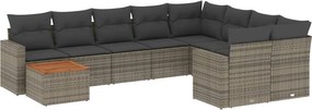 vidaXL Patio Sofa Set 9-θέσια Grey and Dark Grey