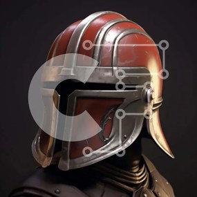 Intra Συλλεκτικό Ξύλινο Παζλ Plywood 4mm - Διακοσμητικό κράνος με σχέδιο κόκκινο και ασημί Σε Ξύλινο Κουτί - Διαστάσεις Puzzle: 10x10 cm – 25 κομμάτια