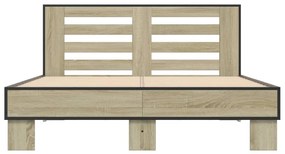 vidaXL Πλαίσιο Κρεβατιού Sonoma Δρυς 140x200 εκ. Επεξ. Ξύλο &amp; Μέταλλο
