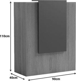 Γραφείο reception Zowel pakoworld με led sonoma-ανθρακί 90x40x110εκ