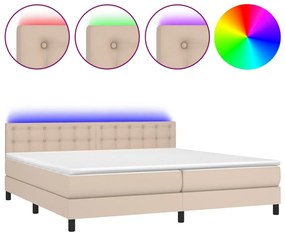 ΚΡΕΒΑΤΙ BOXSPRING ΣΤΡΩΜΑ&amp;LED ΚΑΠΟΥΤΣΙΝΟ 200X200 ΕΚ. ΣΥΝΘ. ΔΕΡΜΑ 3134248