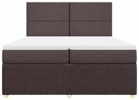 vidaXL Κρεβάτι Boxspring με Στρώμα Σκούρο Καφέ 200x200 εκ. Υφασμάτινο