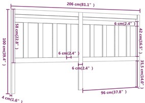 vidaXL Κεφαλάρι Κρεβατιού Λευκό 206 x 4 x 100 εκ. Μασίφ Ξύλο Πεύκου
