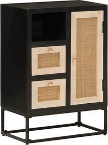 vidaXL Ντουλάπι Μαύρο 55x30x76 εκ. από Μασίφ Ξύλο Μάνγκο και Σίδηρο