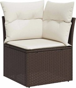 vidaXL Σετ Καναπέ Κήπου με μαξιλάρι 11 pcs Καφέ Πολυ ράταν