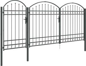 vidaXL Πύλη Κήπου με Καμπύλη Κορυφή Assen Γκρι 400 x 125 cm Ατσάλι