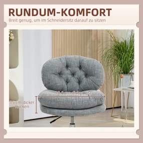 HOMCOM Καρέκλα γραφείου χωρίς μπράτσα, άνετη καρέκλα γραφείου με μαλακό κάθισμα και ρυθμιζόμενο ύψος, Γκρι