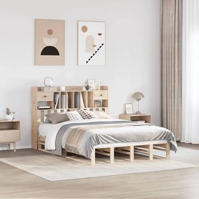 vidaXL Κρεβάτι Βιβλιοθήκη Χωρίς Στρώμα 150x200 εκ Μασίφ Ξύλο Πεύκου