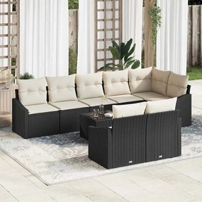 vidaXL Σετ Καναπέ με μαξιλάρι 9 pcs Μαύρο συνθετικό ρατάν