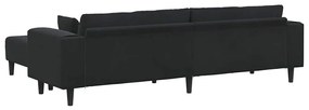 vidaXL Καναπές με μαξιλάρι 3 pcs Μαύρο Βελούδο