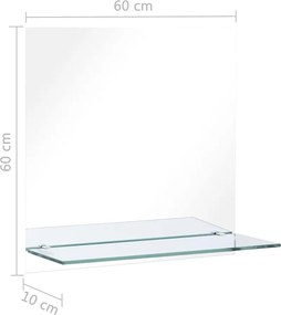 vidaXL Καθρέφτης Τοίχου με Ράφι 60 x 60 εκ. από Ψημένο Γυαλί