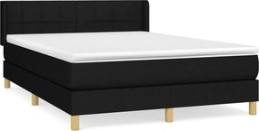 vidaXL Κρεβάτι Boxspring με Στρώμα Μαύρο 140x190 εκ. Υφασμάτινο