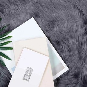 vidaXL Ψεύτικο Δέρμα Προβάτου Χαλί Tafalla Ανθρακί 140 x 200 cm