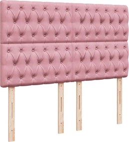 vidaXL Κρεβάτι Boxspring με Στρώμα Ροζ 140x200 εκ. Βελούδινο