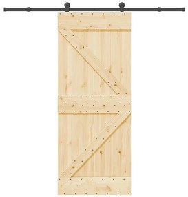 vidaXL Συρόμενη Μεσόπορτα με Μηχανισμό 85 x 210 εκ. Μασίφ Ξύλο Πεύκου