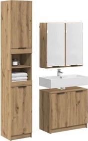 vidaXL Σετ Ντουλαπιών Μπάνιου 3 τεμ. Artisan Oak Επεξεργασμένο Ξύλο