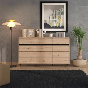 Μπουφές MARRON 157 3K3F3V Artisan oak - Μαύρο 157x40x90εκ. 157x40x90 εκ.