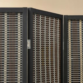 HOMCOM Διαχωριστικό Δωματίου, πτυσσόμενο, Ξύλο πεύκου/Μπαμπού, 180 x 180 cm, Καφέ/Μαύρο