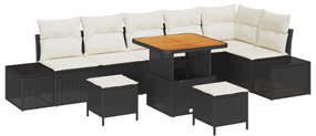 vidaXL 9 Τεμαχίων Σετ Καναπέ Κήπου με Μαξιλάρια Μαύρο Πολυεστέρα Ακακίας