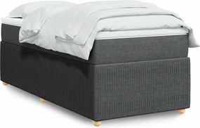vidaXL Κρεβάτι Boxspring με Στρώμα Σκούρο Γκρι 90x190 εκ. Υφασμάτινο