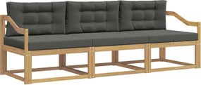 vidaXL Σειρά Καναπέ Εξωτερικού 3 pcs Άσπρο και Ανθρακί Πολυεστέρας