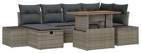 vidaXL Σετ Καναπέ Κήπου 7 pcs Γκρι συνθετικό ρατάν