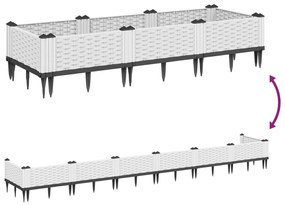 vidaXL Ζαρντινιέρα με Πασσάλους Λευκή 125x40x28,5 εκ. Πολυπροπυλένιο