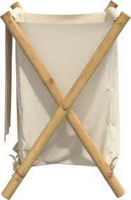 vidaXL Καλάθι Απλύτων Κρεμ Λευκό 45 x 55 x 63,5 εκ. Μπαμπού