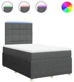 vidaXL Κρεβάτι Boxspring με Στρώμα Σκούρο Γκρι 120x200 εκ. Υφασμάτινο