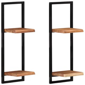 vidaXL Ράφια Τοίχου 2 Τεμ. 25x25x75 εκ. Μασίφ Ξύλο Ακακίας &amp; Ατσάλι