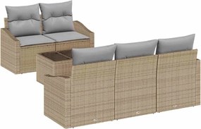 vidaXL Σετ Καναπέ με μαξιλάρι 6 pcs Μπεζ και Γκρι συνθετικό ρατάν