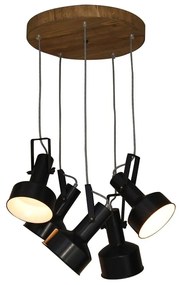 Φωτιστικό Οροφής Κρεμαστό HL-243S-5P 77-3051 Farcom Black Homelighting Metal,Wood