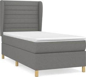 vidaXL Κρεβάτι Boxspring με Στρώμα Σκούρο Γκρι 80x200 εκ. Υφασμάτινο