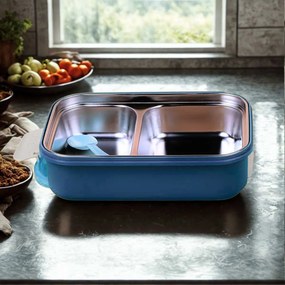 Πλαστικό Δοχείο Φαγητού 1100ml με Κουταλάκι - Μπλε