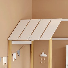 Παιδικό κρεβάτι Bedria pakoworld τ. Montessori ξύλο σε λευκή-φυσική απόχρωση 90x190εκ