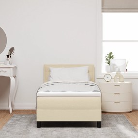 vidaXL Κρεβάτι με ελατήριο με Στρώμα & LED Κρέμα 90x200 εκ. Ύφασμα