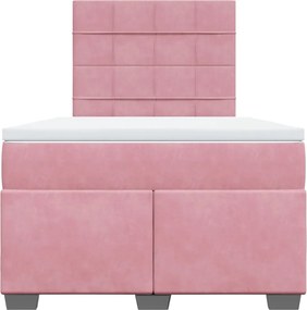 vidaXL Κρεβάτι Boxspring με Στρώμα Ροζ 120x190 εκ. Βελούδινο