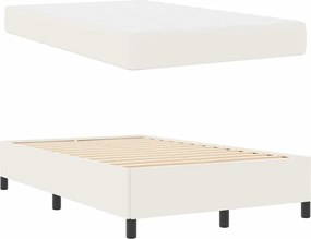 vidaXL Σκελετός Κρεβατιού με στρώμα Κρεμ 120 x 190 cm ύφασμα