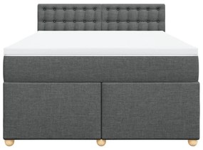 Κρεβάτι Boxspring με Στρώμα Σκούρο Γκρι 160x200 εκ Υφασμάτινο - Γκρι